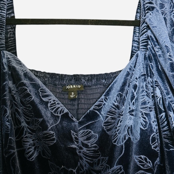 Torrid At The Knee Embossed Blue Velvet Sweetheart Mini Dress Torrid Sz 3 Sz 3X - Picture 7 of 10